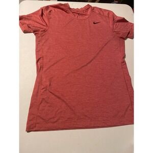 Nike Dri-FIT Mens Performance Shirt   Large Red Heathered Short Sleeve 
Tee